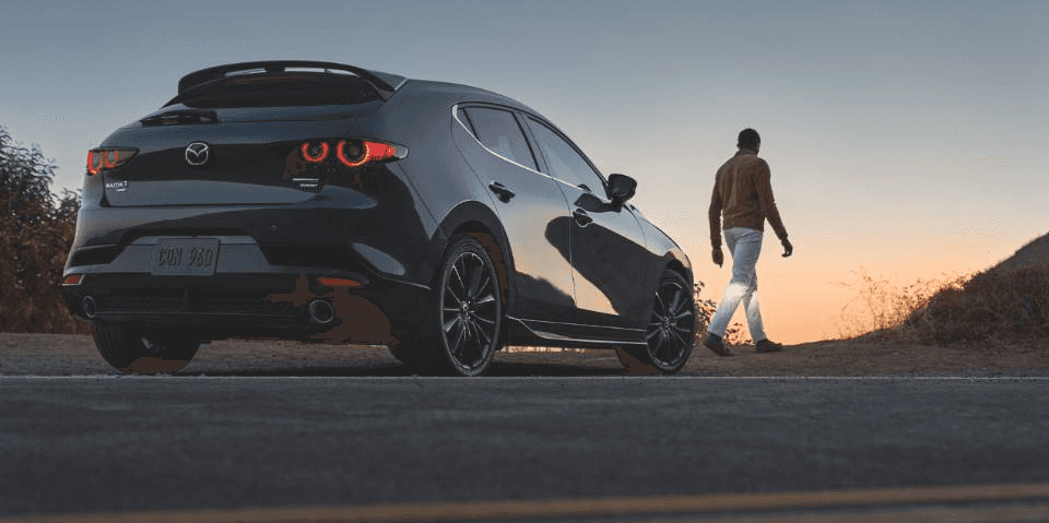 Mazda3 parked at sunset illustrating where are Mazda cars made