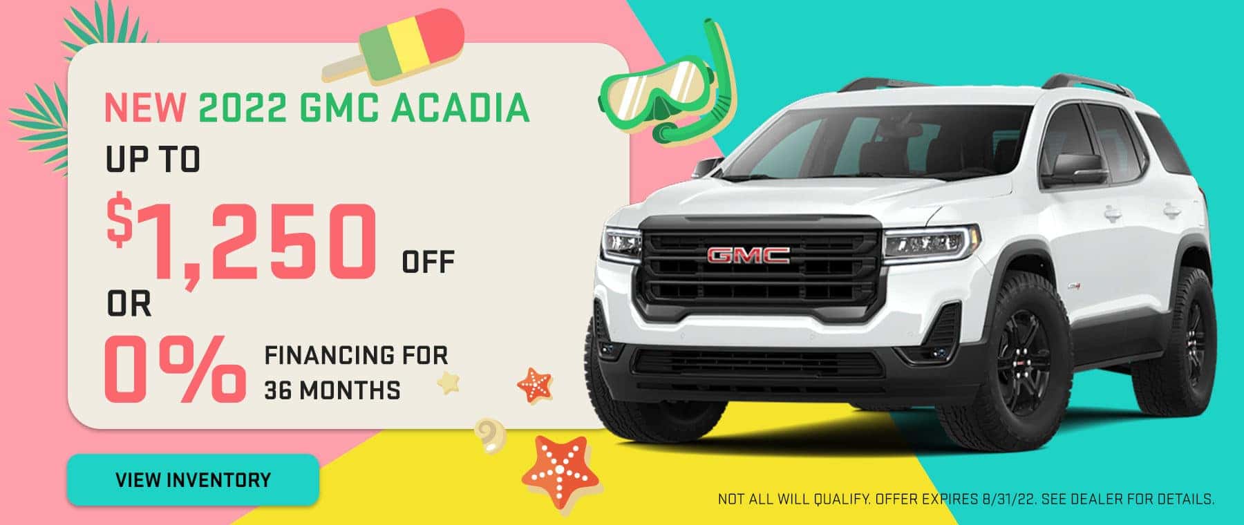 NEW 2022 GMC ACADIA UP TO $1,250 OFF OR 0% FINANCING FOR 36 MONTHS