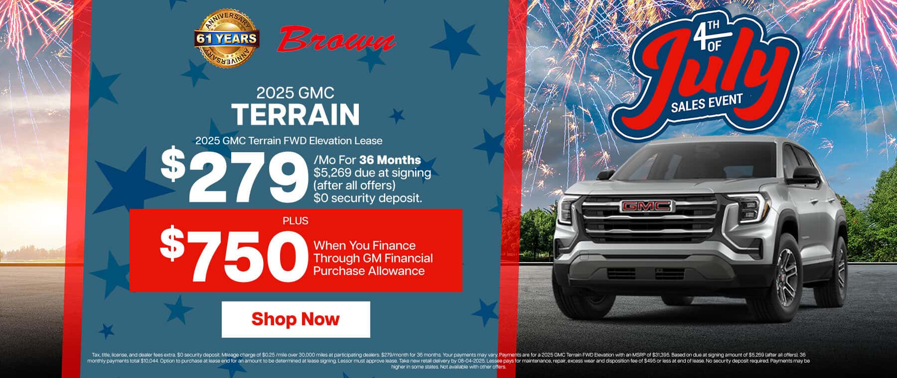 2025 GMC Terrain, $279/Mo for 36 months
