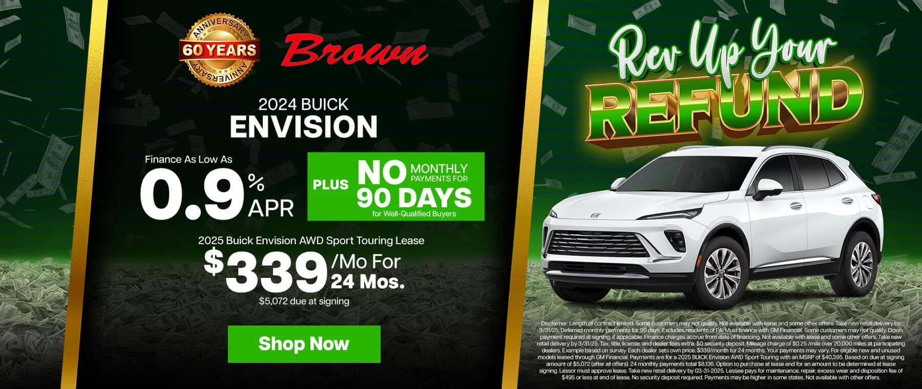 2024 Buick Envision, 0.9% APR plus no monthly payments for 90 days or lease for $339/Mo for 24 months