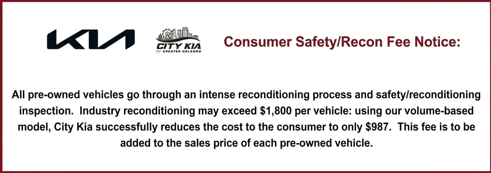 Consumer Safety/Recon Fee Notice