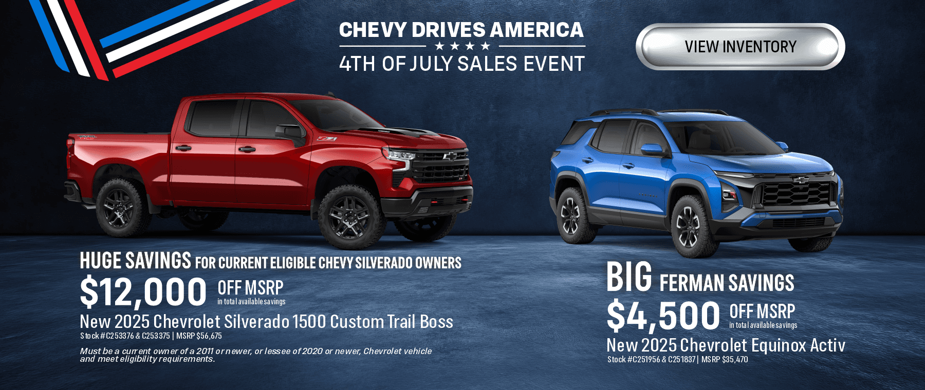 Awesome July Savings on New 2025 Chevrolet Silverado and Equinox