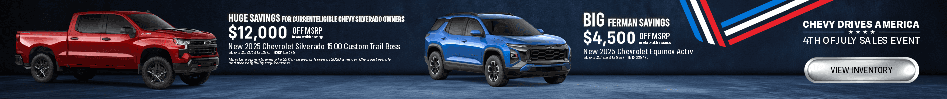 Awesome July Savings on New 2025 Chevrolet Silverado and Equinox