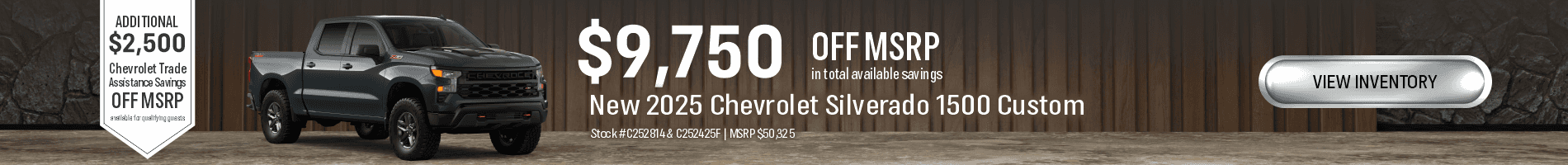 $9,750 savings off MSRP on New 2025 Chevrolet Silverado 1500