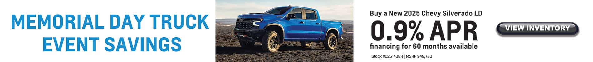 0.9 APR available on New 2025 Chevrolet Silverado 1500