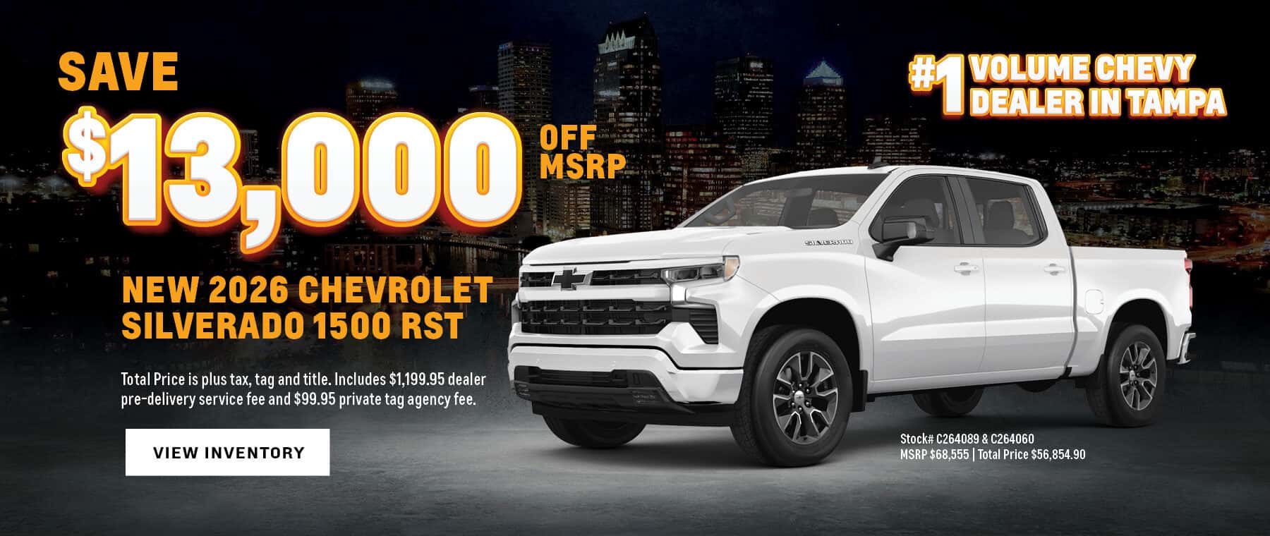 Save $13,000 off MSRP on New 2026 Silverado 1500 RST Trucks