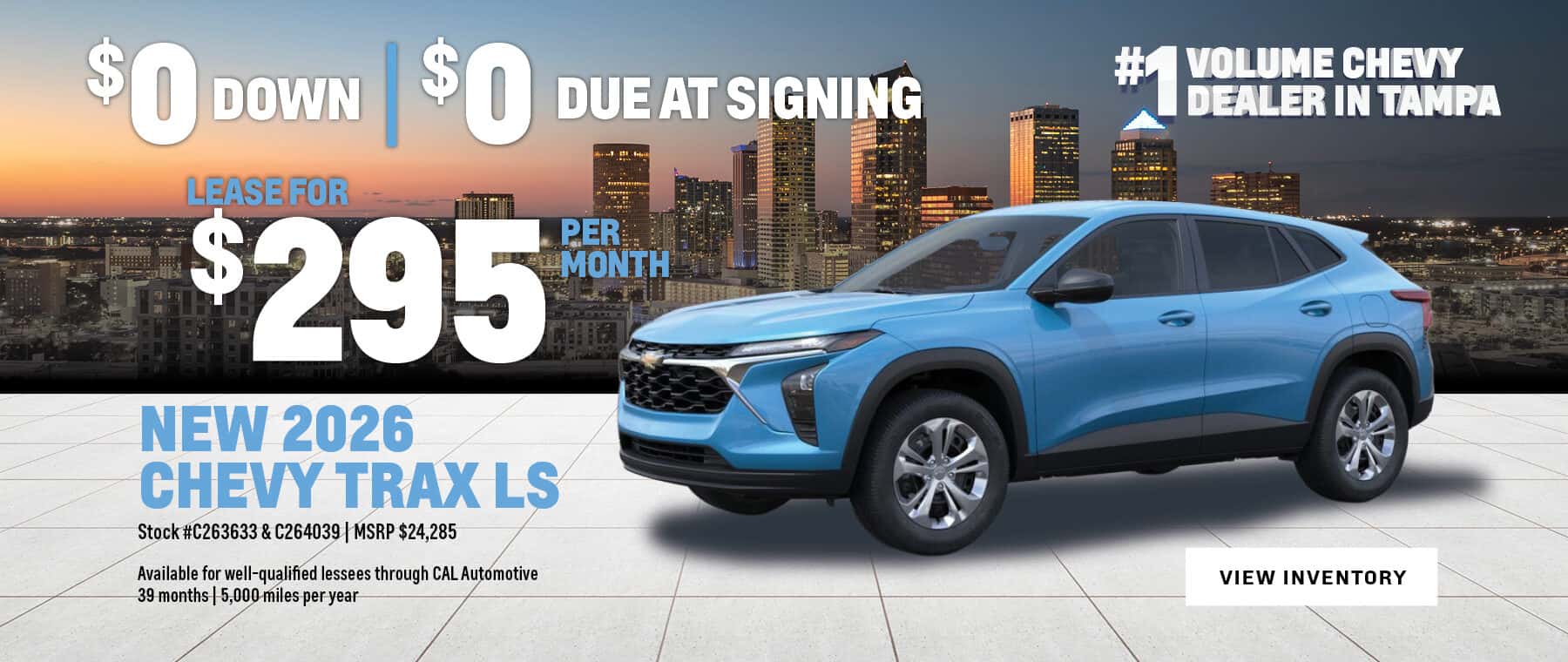 $295 Lease on New 2026 Chevrolet Trax SUVs