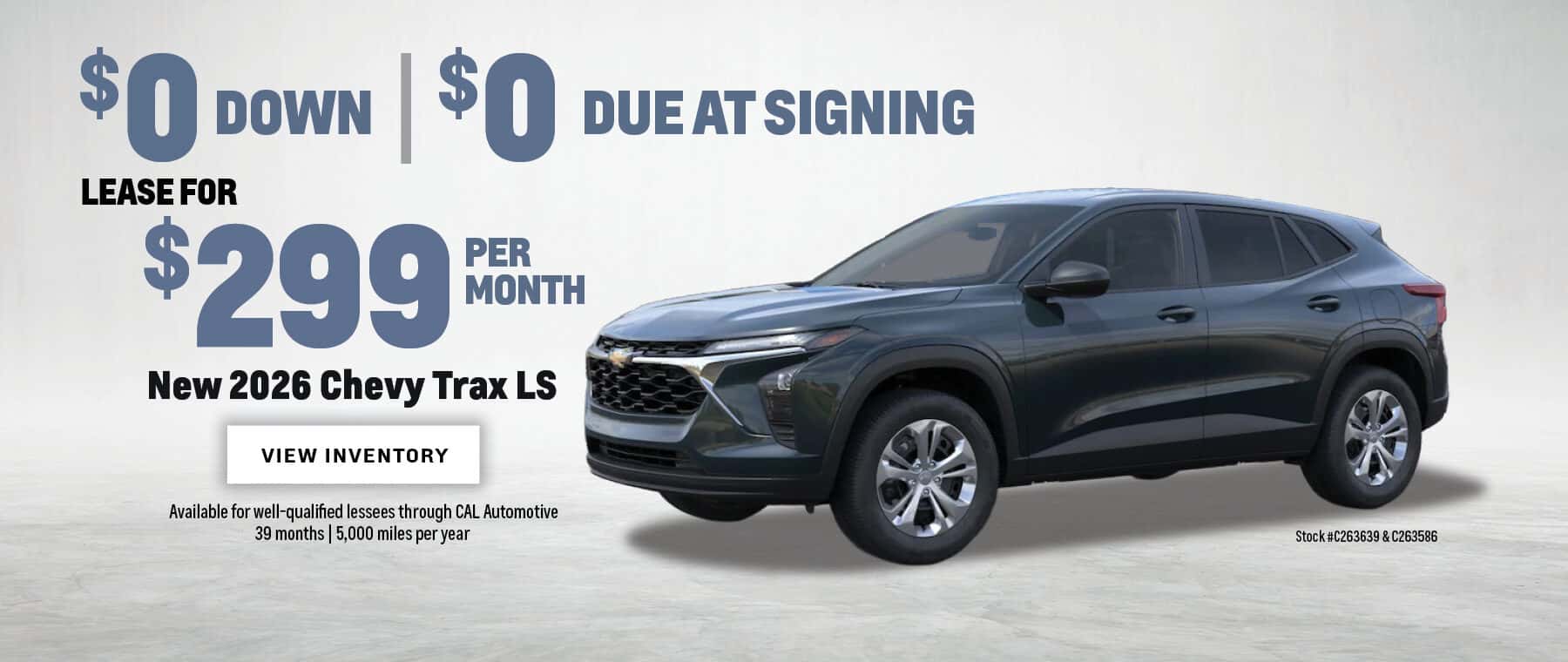 $299 Lease on New 2026 Chevrolet Trax SUVs