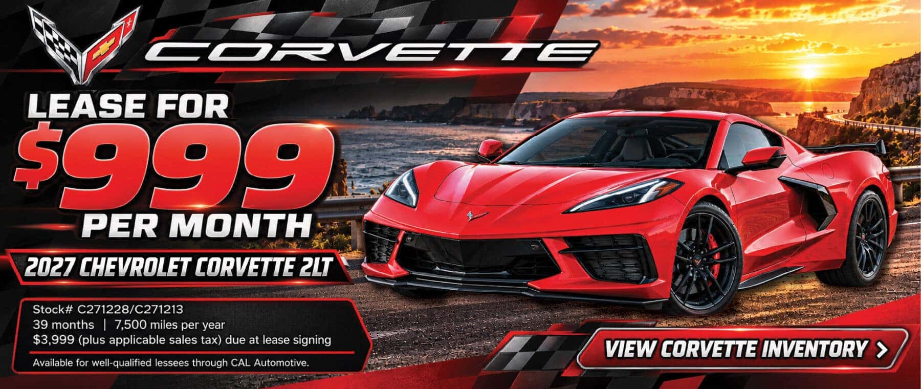 Lease a New 2027 Chevy Corvette for $999 per month