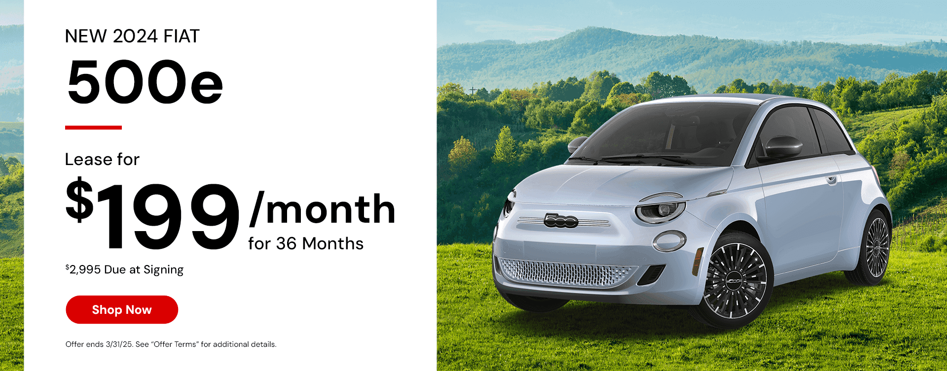NEW 2024 FIAT 500E Subtext Lease for $199/mo for 36 Months $2,995 Due at Signing