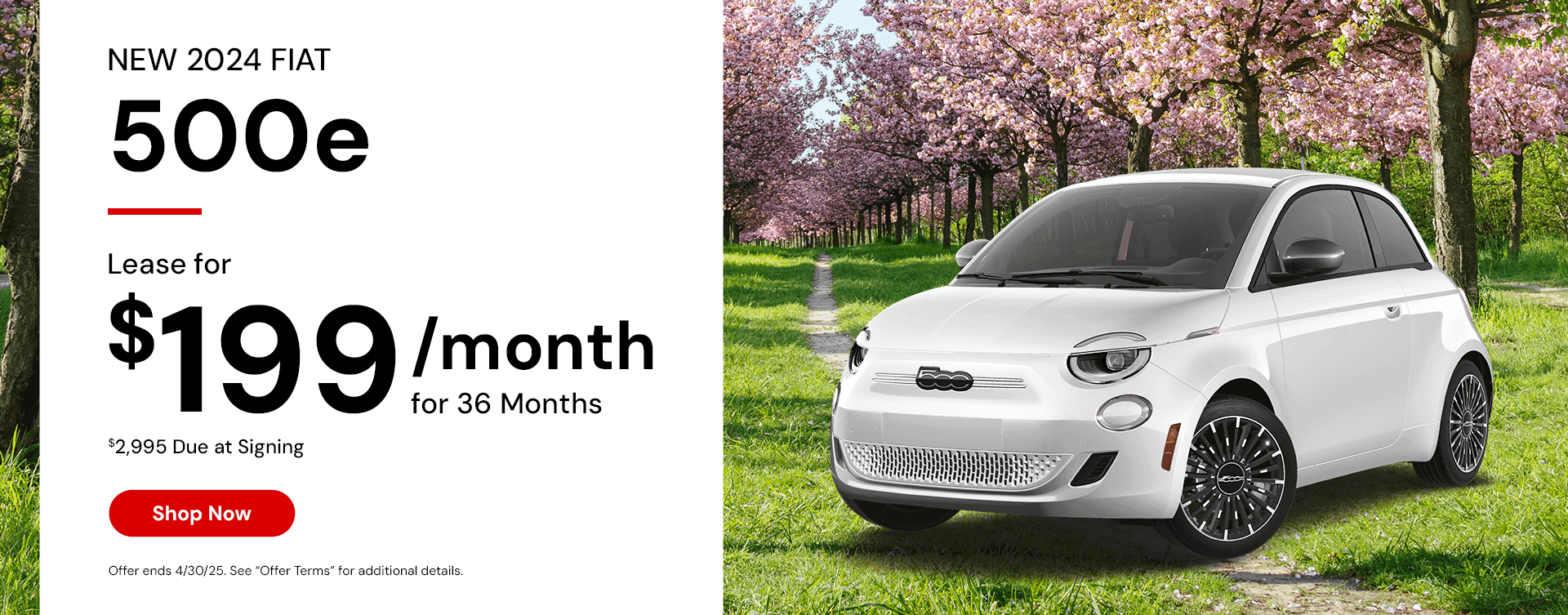 NEW 2024 FIAT 500E Subtext Lease for $199/mo for 36 Months $2,995 Due at Signing