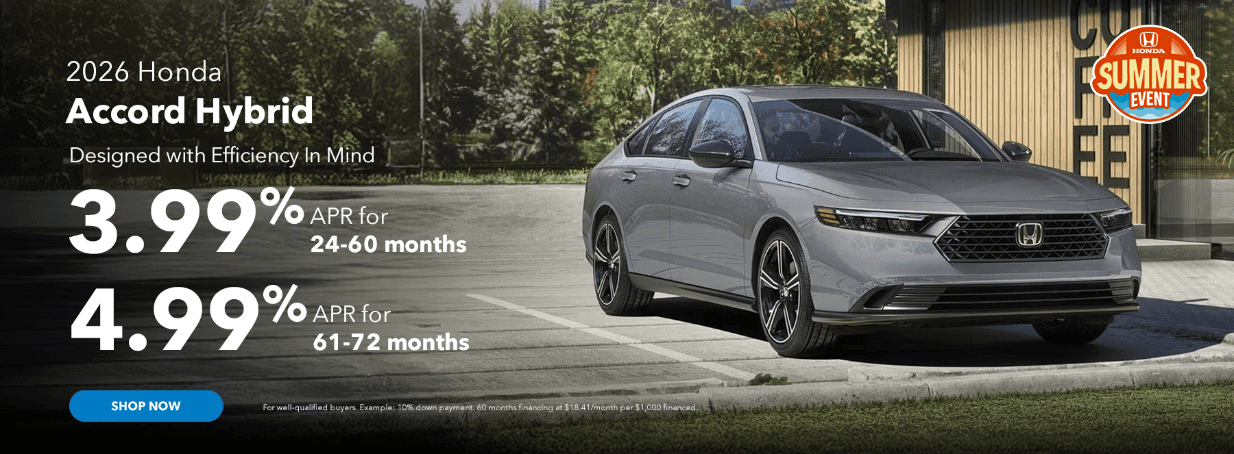 2026 Accord Hybrid Designed with Efficiency In Mind Subtext: 3.99% APR 24-60 months 4.99% APR 61-72 months