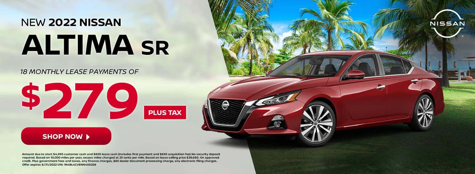 New 2022 Nissan Altima SR. 18 Monthly Lease Payments of $279 plus tax