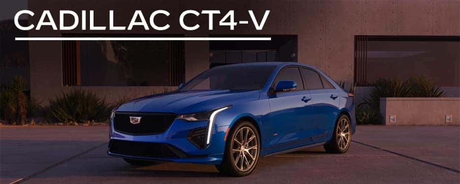 A blue 2023 Cadillac CT4-V