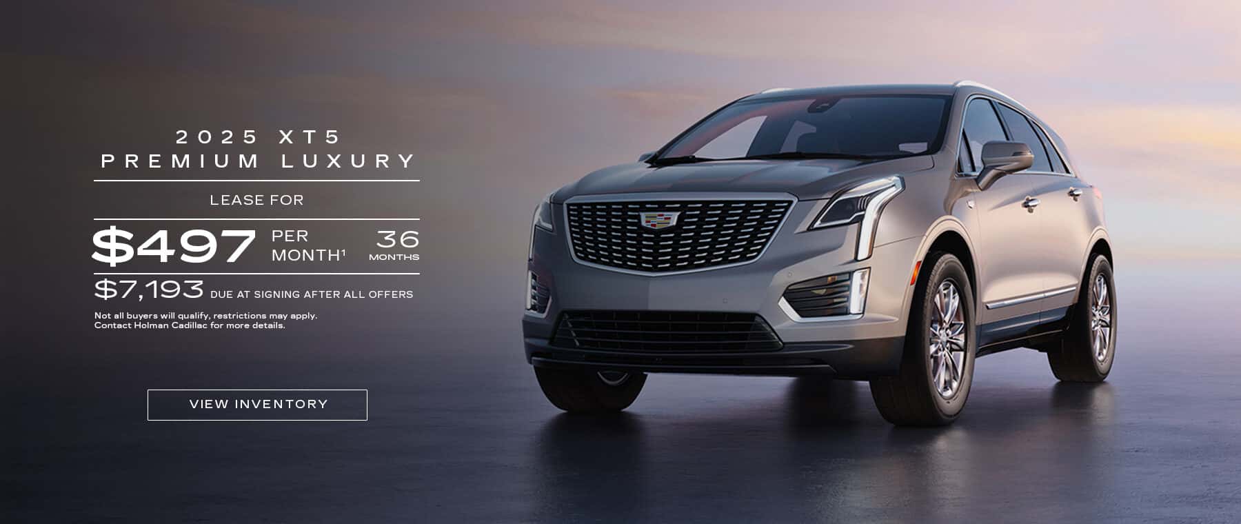 Lease a 2025 Cadillac XT5 Premium Luxury for $497 a month for 36 months.