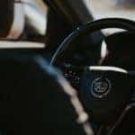 Cadillac logo in car