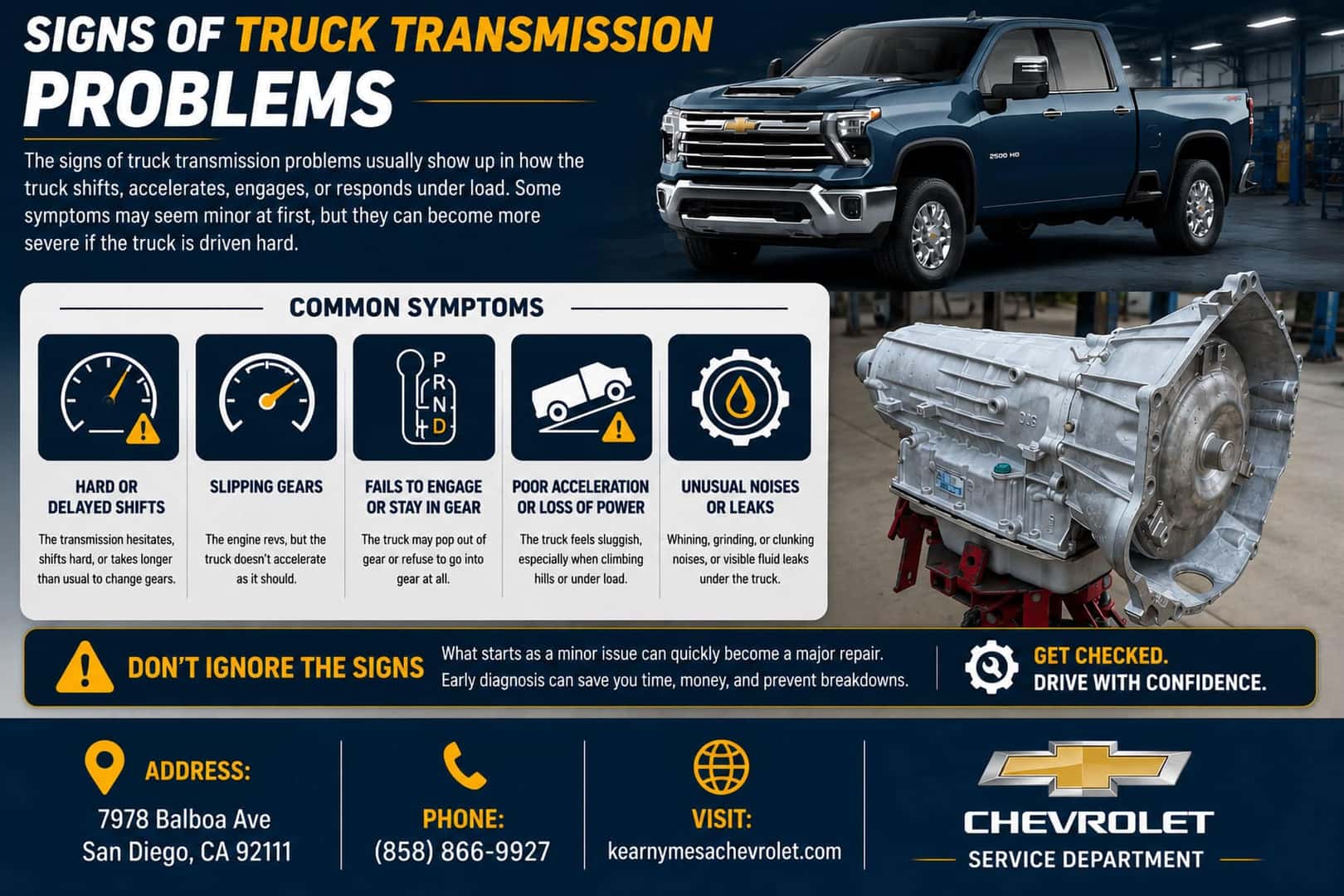 Schedule Truck Transmission Repair at Kearny Mesa Chevrolet