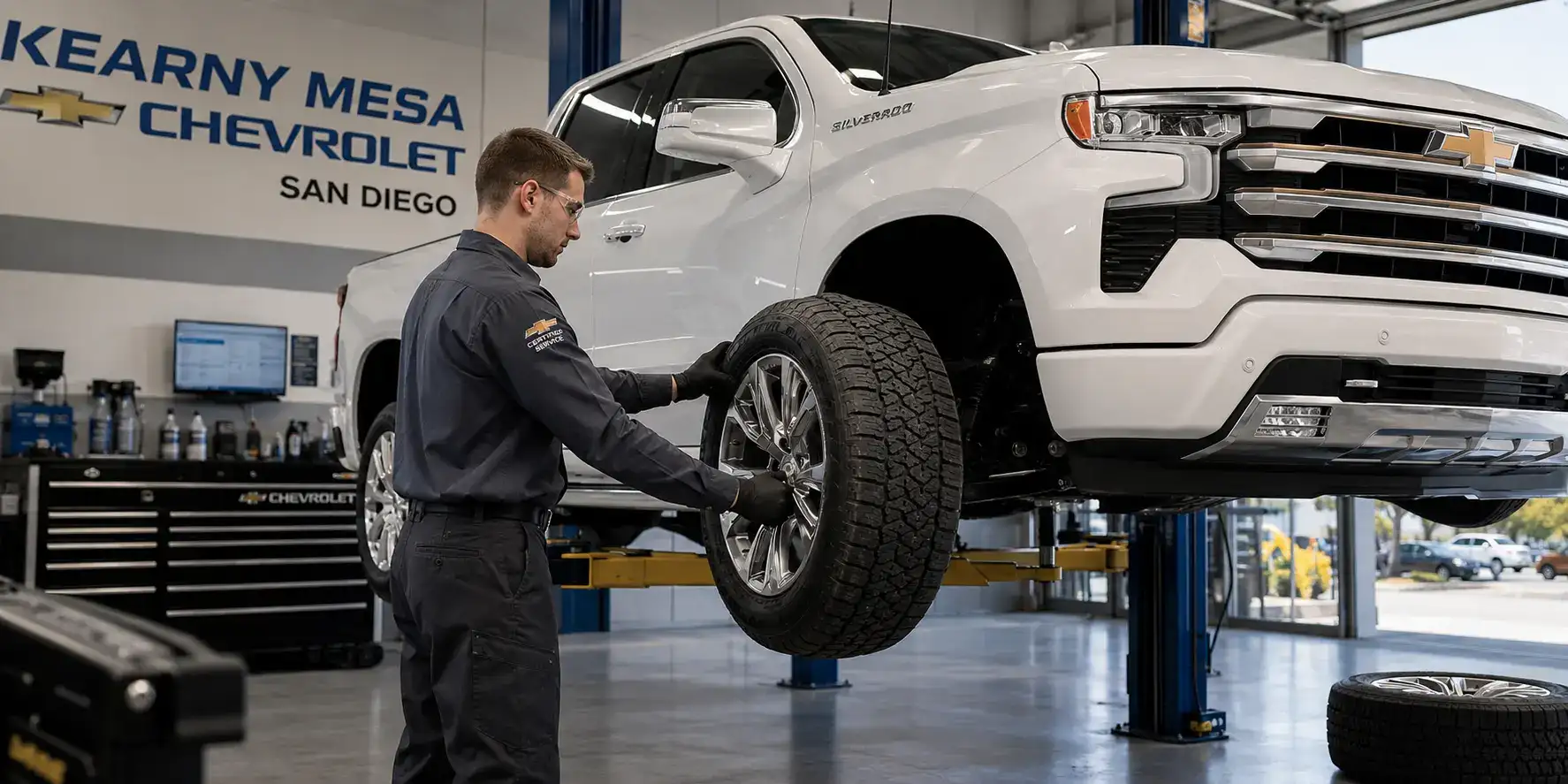 Chevy Silverado tire rotation in San Diego