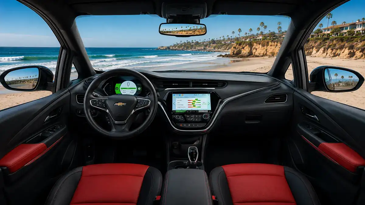 2027 Chevy Bolt EV interior with 11.3-inch touchscreen