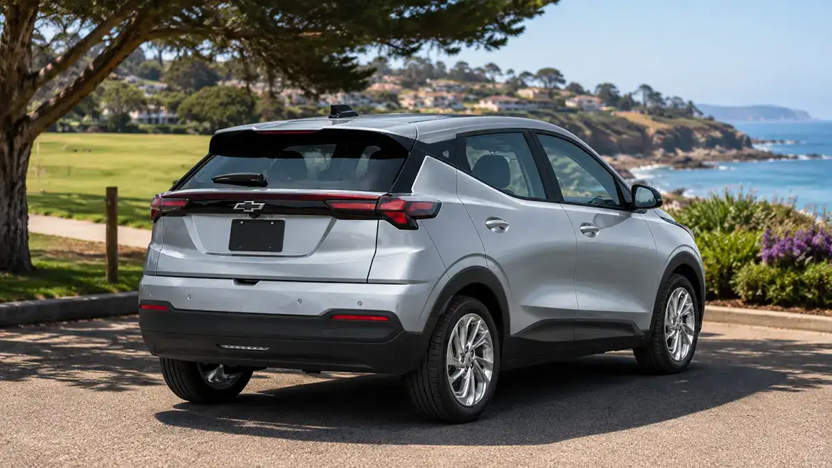 2027 Chevy Bolt RS shown from the rear three-quarter angle