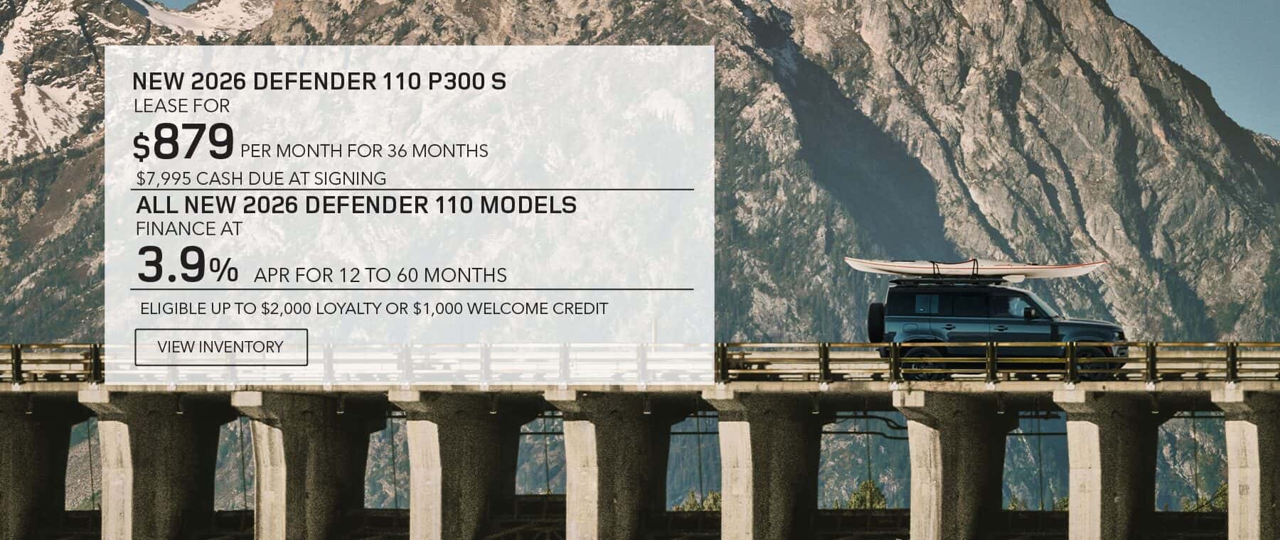New 2026 Defender 100 lease, apr, and loyalty offer for September 2026