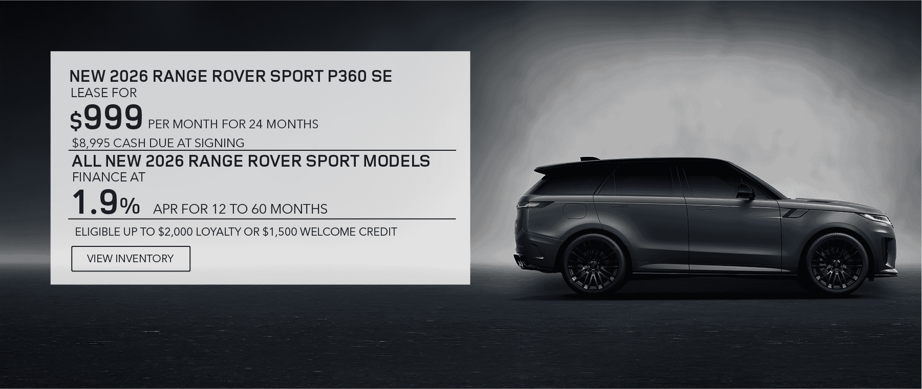 New 2026 Range Rover Sport lease, apr, and loyalty offer for September 2026