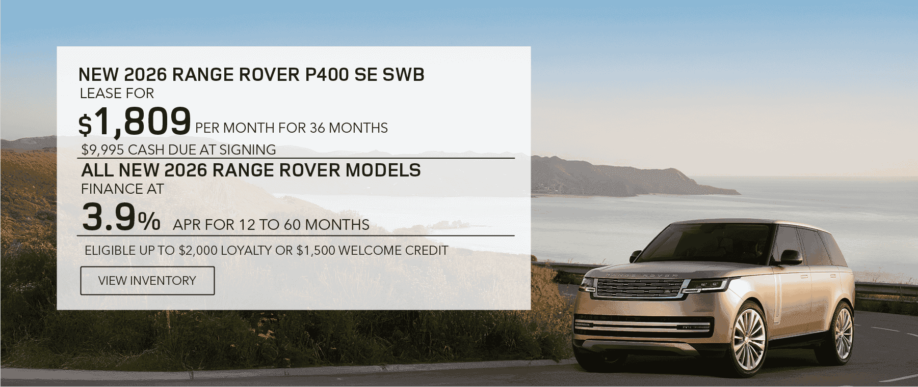 New 2026 Range Rover lease, apr, and loyalty offer for September 2026