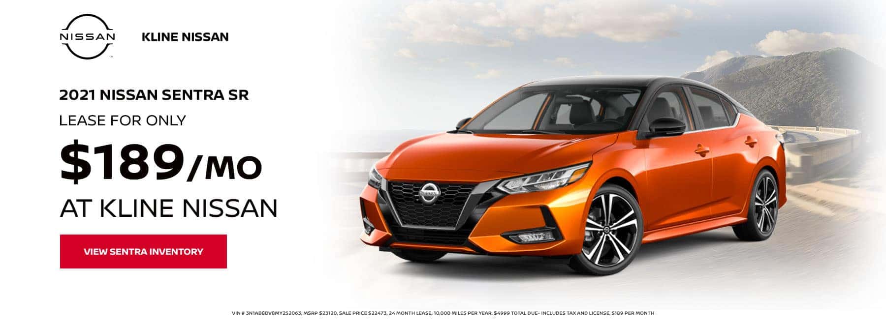 2021 Sentra SR, Lease for $189 per month