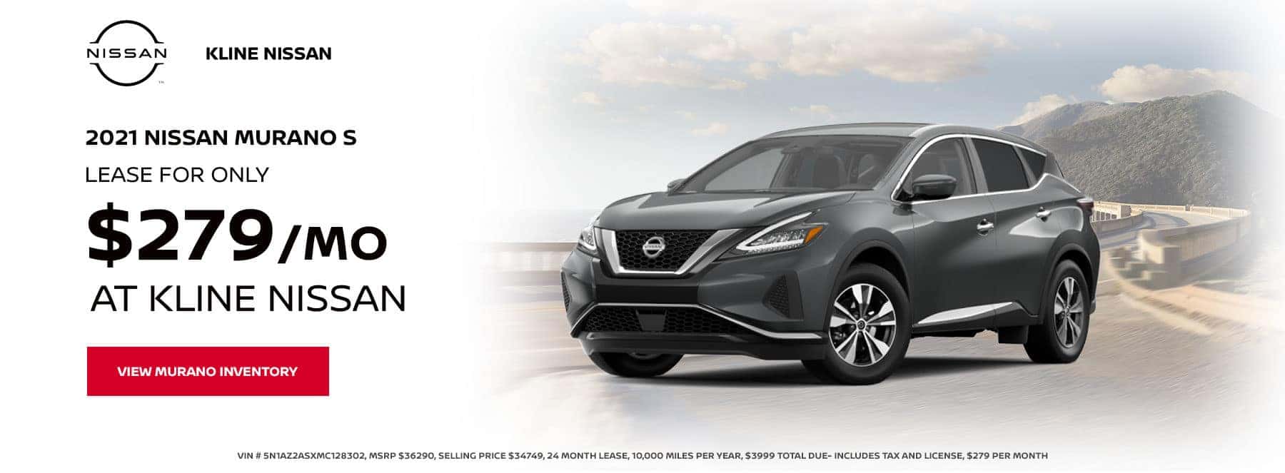 2021 Murano S, Lease for $279 per month