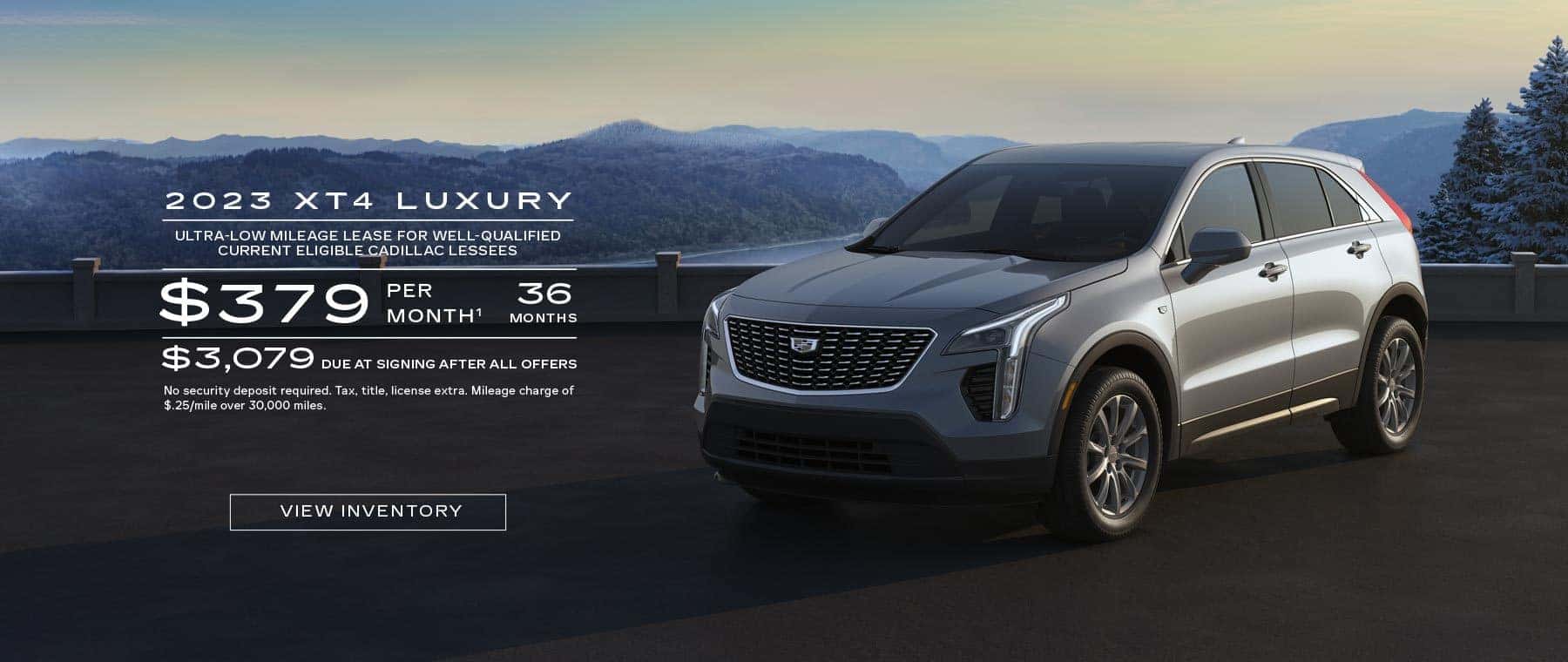 2023 XT4 Luxury. Ultra-low mileage lease for well-qualified current eligible GM and non-GM lessees. $379 per month. 36 months. $3,079 due at signing after all offers.