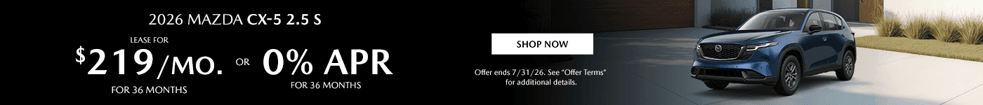 2026 MAZDA CX-5 2.5 S Subtext - Lease for $219/mo. for 36 months or 0% APR for 36 months