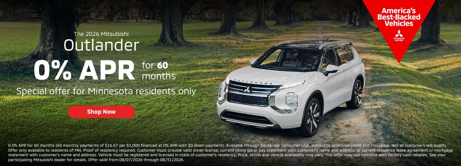 Minnesota Residents Outlander Offer - August 2026