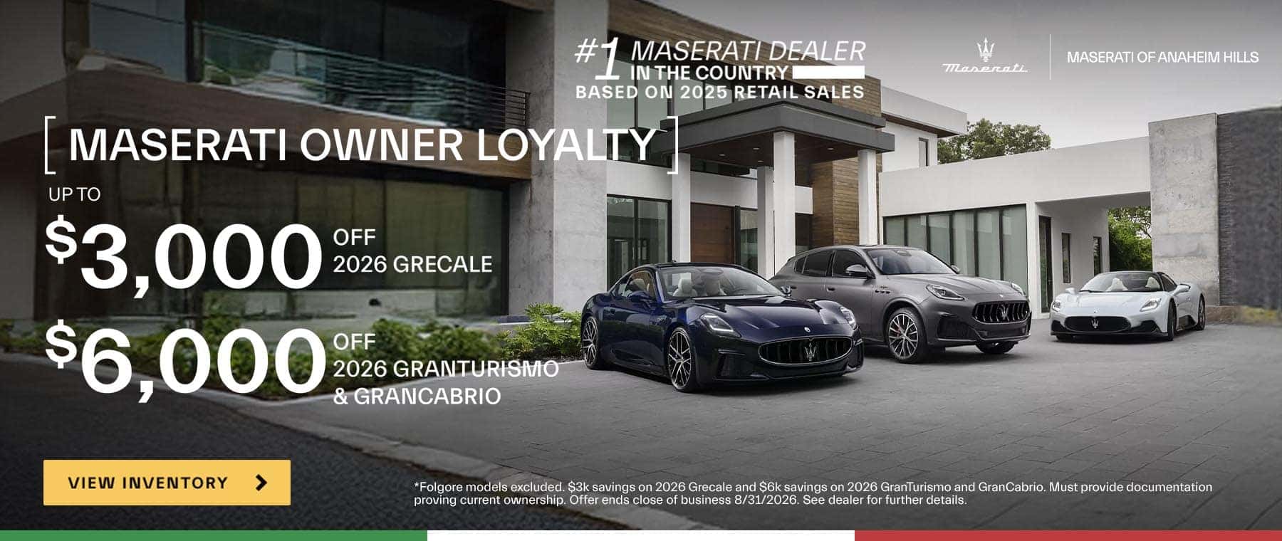 MASERATI OWNER LOYALTY UP TO $6,000 OWNER LOYALTY SAVINGS
