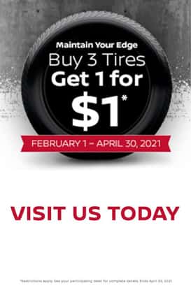 Buy 3 tires, Get 1 for $1*