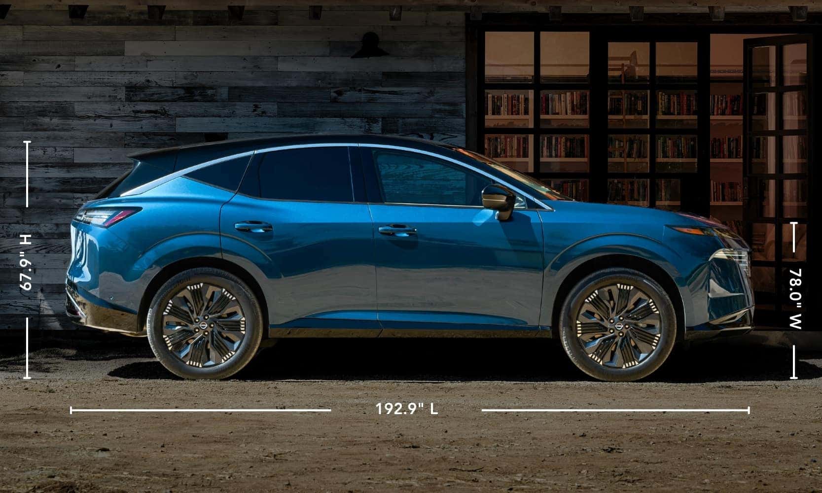 an image of a 2025 Nissan Murano with exterior dimensions shown on the image