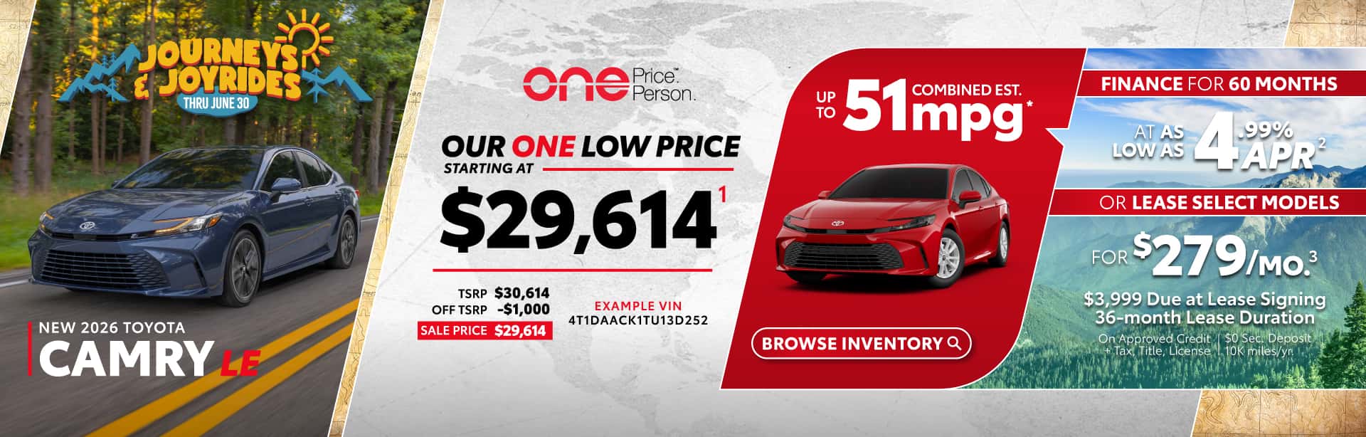 One Toyota June 2026 Camry Incetives