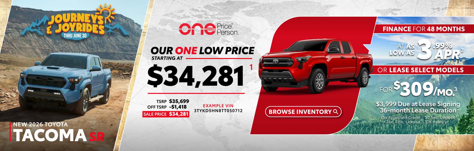 One Toyota June 2026 Tacoma Incentives