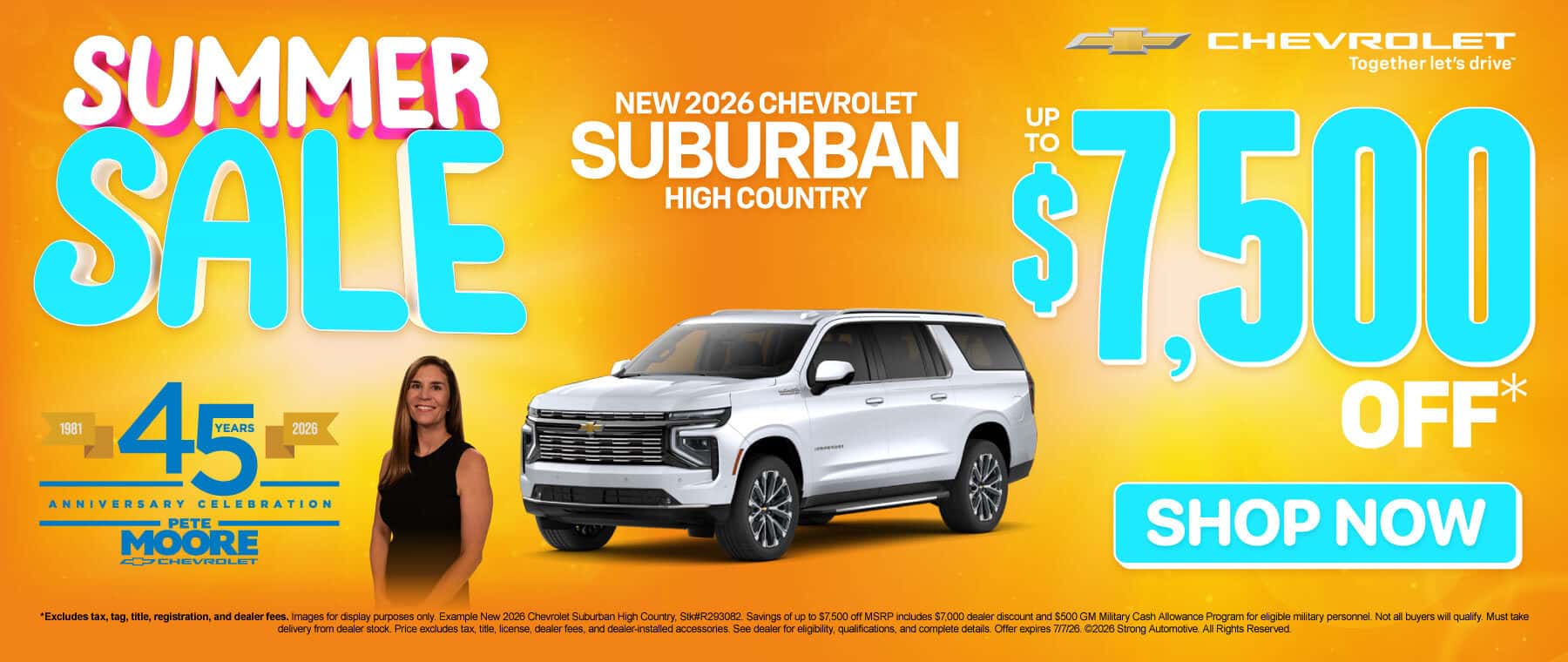 NEW 2026 Suburban High Country Up to $7,500 OFF!*