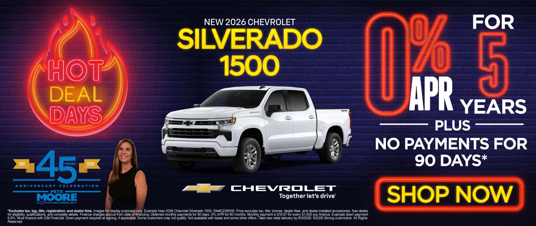 NEW 2026 CHEVROLET SILVERADO 1500 0% for 5 years + No Payments for 90 Days*