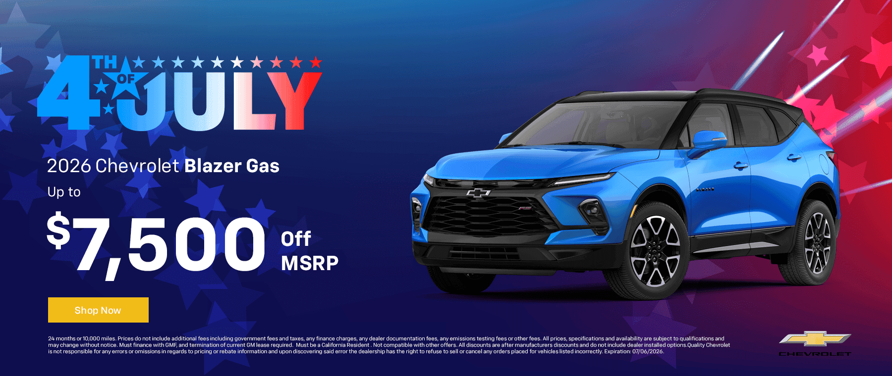2026 Chevrolet Blazer Gas Up to $7,500 Off MSRP