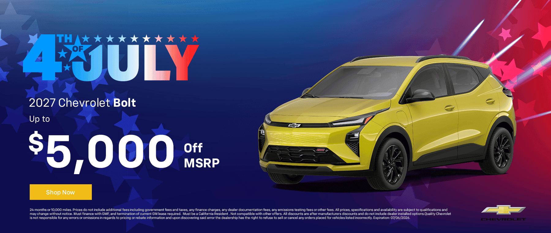 2027 Chevrolet Bolt Up to $5,000 Off MSRP