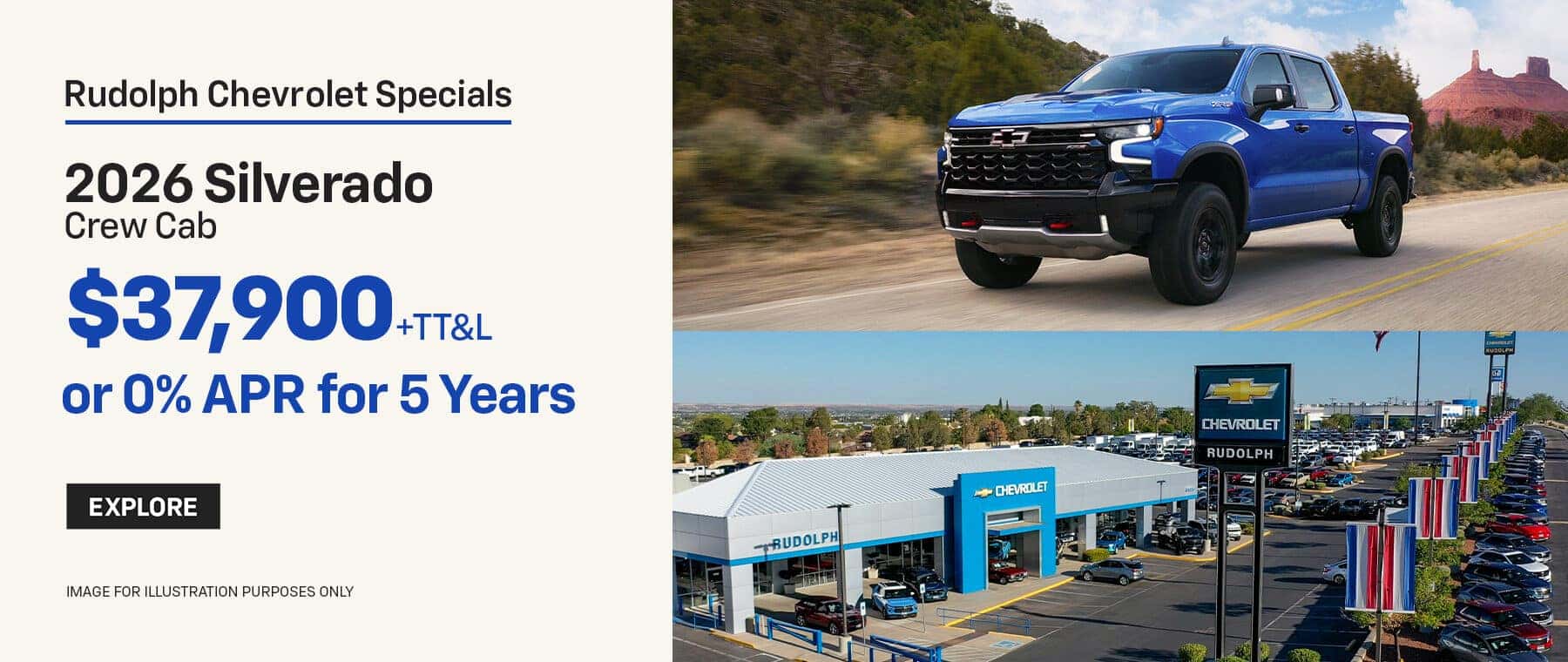2026 Chevy Silverado - $ 37,900 +ttl or 0% APR for 5 Years
