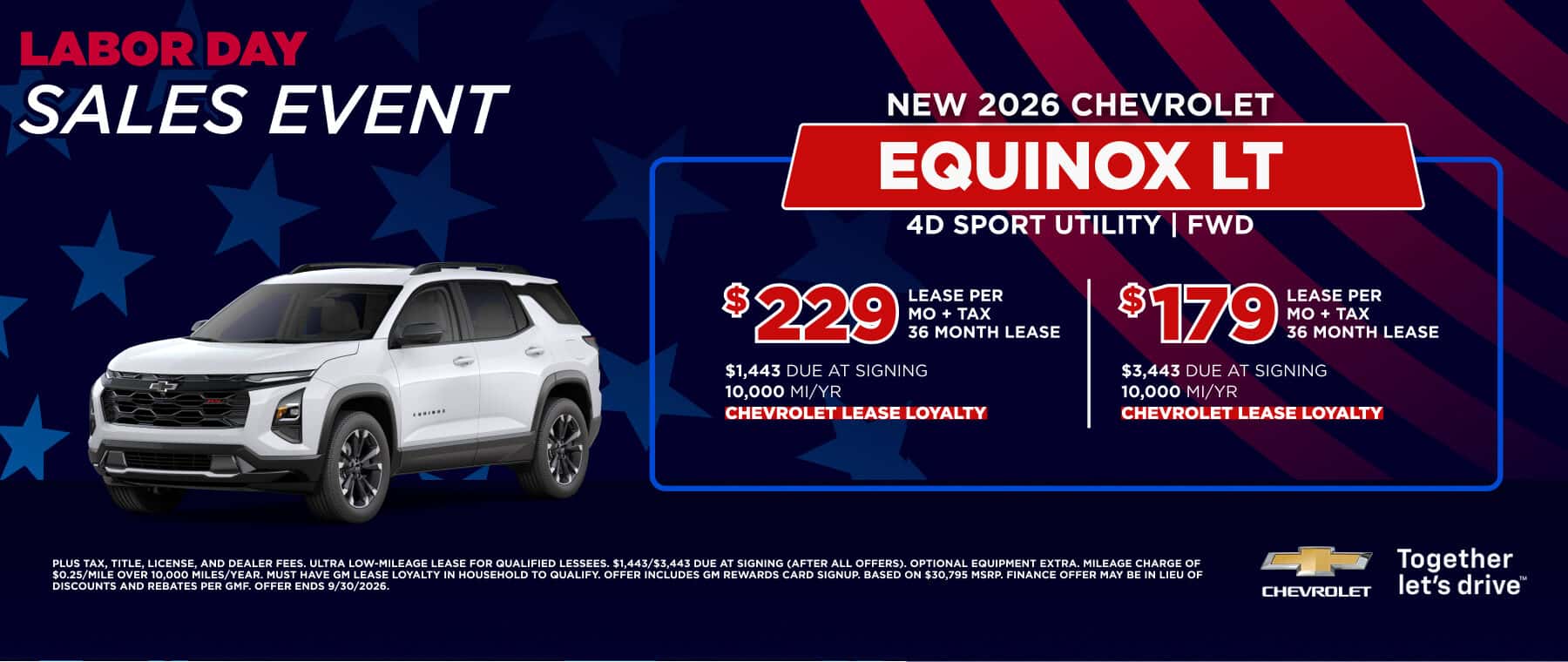 LABOR DAY SALES EVENT NEW 2026 CHEVROLET EQUINOX LT