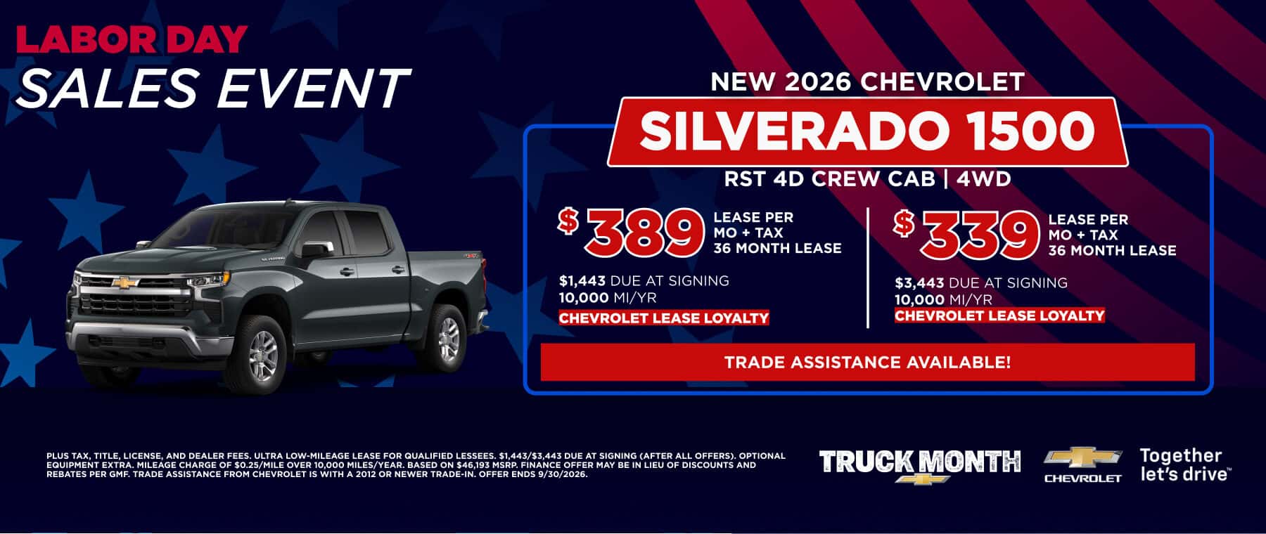 LABOR DAY SALES EVENT NEW 2026 CHEVROLET SILVERADO 1500