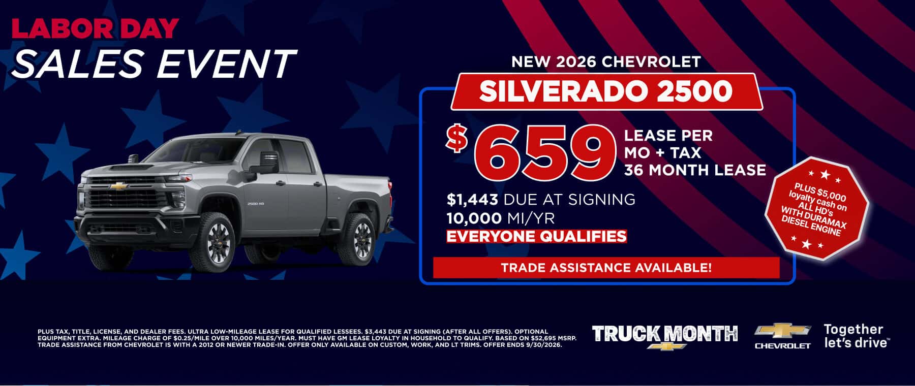LABOR DAY SALES EVENT NEW 2026 CHEVROLET SILVERADO 2500