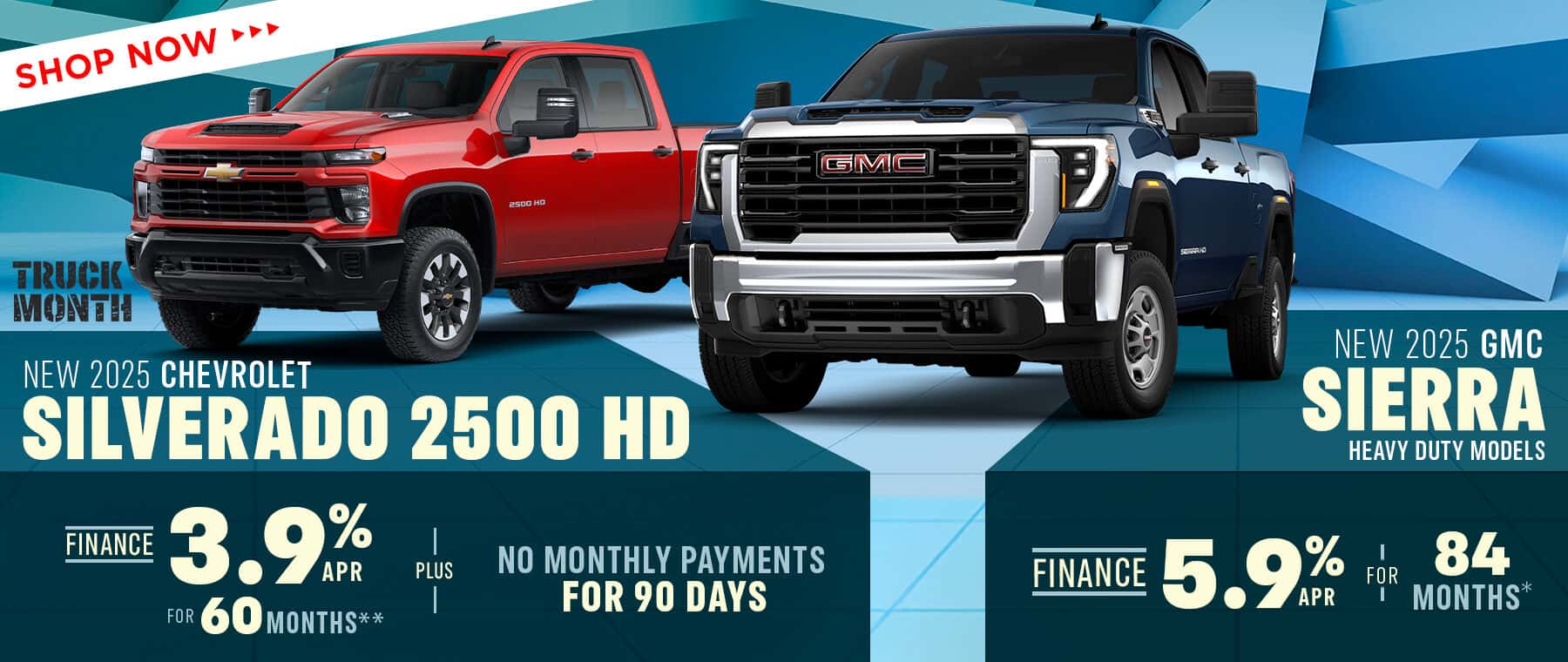 2025 GMC Sierra Heavy Duty Models and 2025 Chevrolet Silverado 2500 HD offer