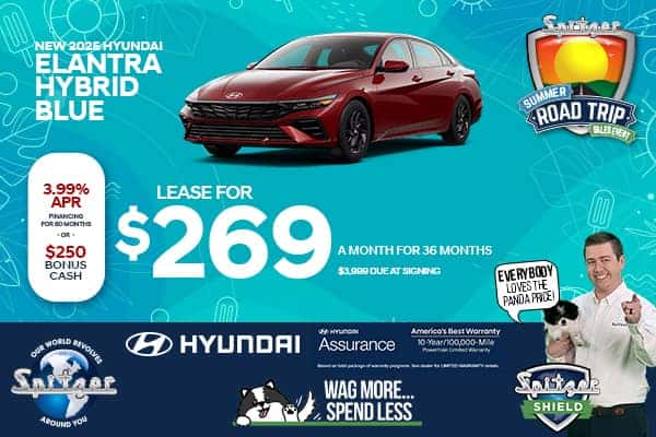 2025 Hyundai Elantra Hybrid Blue - Lease for $269/mo for 36 Months 