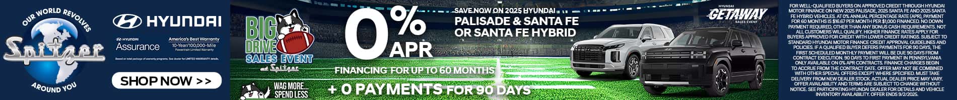 08.2025_Carrera_Get 0% APR Financing on New 2025 Hyundai Palisade, Santa Fe, and Santa Fe Hybrid Models!