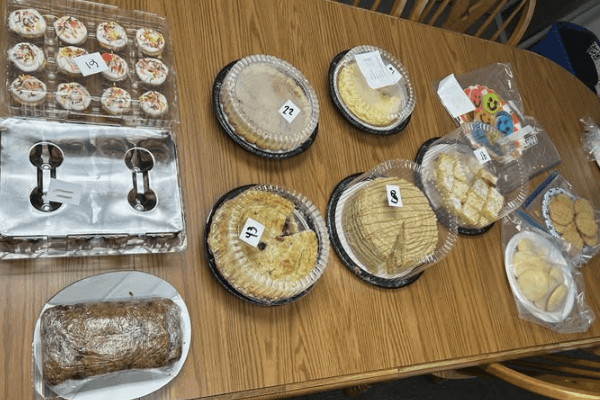 Assorted baked goods displayed for Logan County Bake Sale
