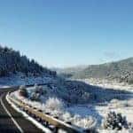A snowy road in Marion, Illinois is cause for using safe driving tips.